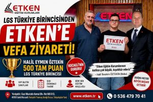 İzmit Yenişehir ve Yahyakaptan sınavlara hazırlık kursu olan Etken Eğitim Kurumları'nı ziyaret eden LGS Türkiye birincisi Halil Eymen Öztekin.